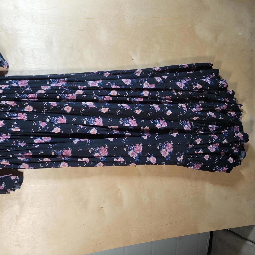 American Eagle Outfitters Black Floral V Neck Boho Maxi Dress Women Size M - Picture 9 of 9